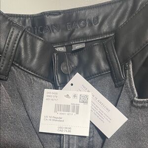 American Eagle Outfitters Women's Straight Jeans with Faux Leather